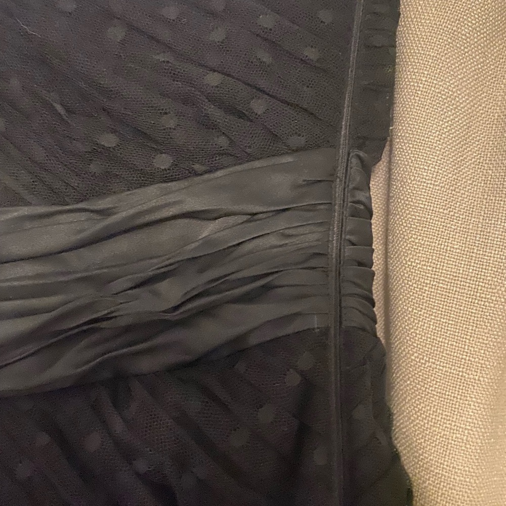 Monique Lhuillier ML evening gown. Asymmetrical black took mermaid